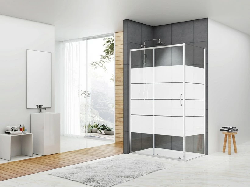 Box Doccia Angolare Arek 80x120 H190 Porta Scorrevole E Lato Fisso Cristallo 6 Mm Trasparente Serigrafato Cromo 3 Box Doccia Angolare Arek 80x120 H190 Porta Scorrevole E Lato Fisso Cristallo 6 Mm Trasparente Serigrafato Cromo