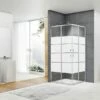 Box Doccia Angolare Arek 90x90 H190 Porte Scorrevoli Cristallo 6 Mm Trasparente Serigrafato Cromo -Negozio online Bagno arek box doccia quadrato 2 porte serigrafato cromo