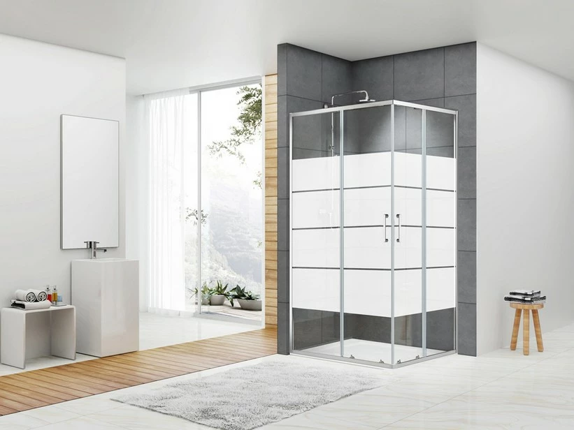 Box Doccia Angolare Arek 75x90 H190 Porte Scorrevoli Cristallo 6 Mm Trasparente Serigrafato Cromo 3 Box Doccia Angolare Arek 75x90 H190 Porte Scorrevoli Cristallo 6 Mm Trasparente Serigrafato Cromo