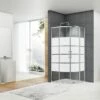 Box Doccia Angolare Semicircolare Arek 80x80 H190 Porte Scorrevoli Cristallo 6 Mm Serigrafato Cromo