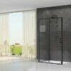 Box Doccia Arek 70x120x70 H190 Porta Scorrevole E 2 Lati Fissi Cristallo 6 Mm Trasparente Serigrafato Nero Opaco -Negozio online Bagno arek fisso porta fisso nero opaco 3