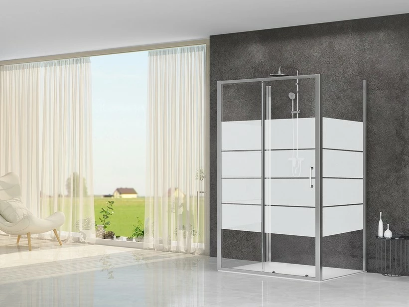 Box Doccia Arek 80x120x80 H190 Porta Scorrevole E 2 Lati Fissi Cristallo 6 Mm Trasparente Serigrafato Cromo 3 Box Doccia Arek 80x120x80 H190 Porta Scorrevole E 2 Lati Fissi Cristallo 6 Mm Trasparente Serigrafato Cromo