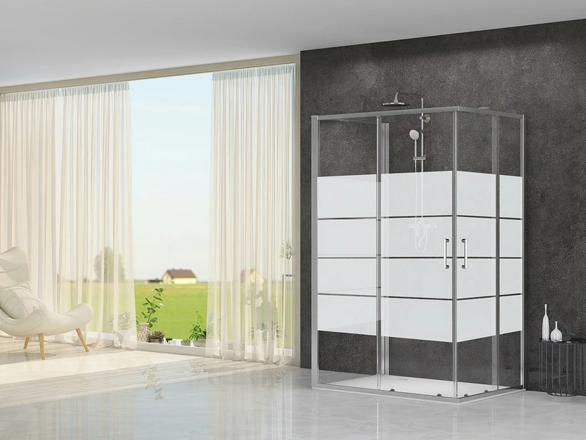 Box Doccia Arek 70x100x70 H190 Porte Scorrevoli E Lato Fisso Cristallo 6 Mm Trasparente Serigrafato Cromo 3 Box Doccia Arek 70x100x70 H190 Porte Scorrevoli E Lato Fisso Cristallo 6 Mm Trasparente Serigrafato Cromo