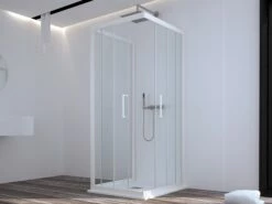 Box Doccia Zen 70x90x70 H190,4 Cm 2 Porte Scorrevoli E Lato Fisso Cristallo 6 Mm Trasparente Bianco Opaco
