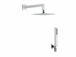 Kit Doccia Soffione Mel Inox Quadrato Con Duplex