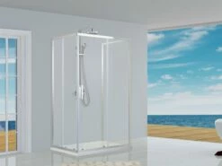 Box Doccia Neptum 70x120x70 H190 2 Porte Scorrevoli E Lato Fisso Cristallo 6 Mm Trasparente Cromato